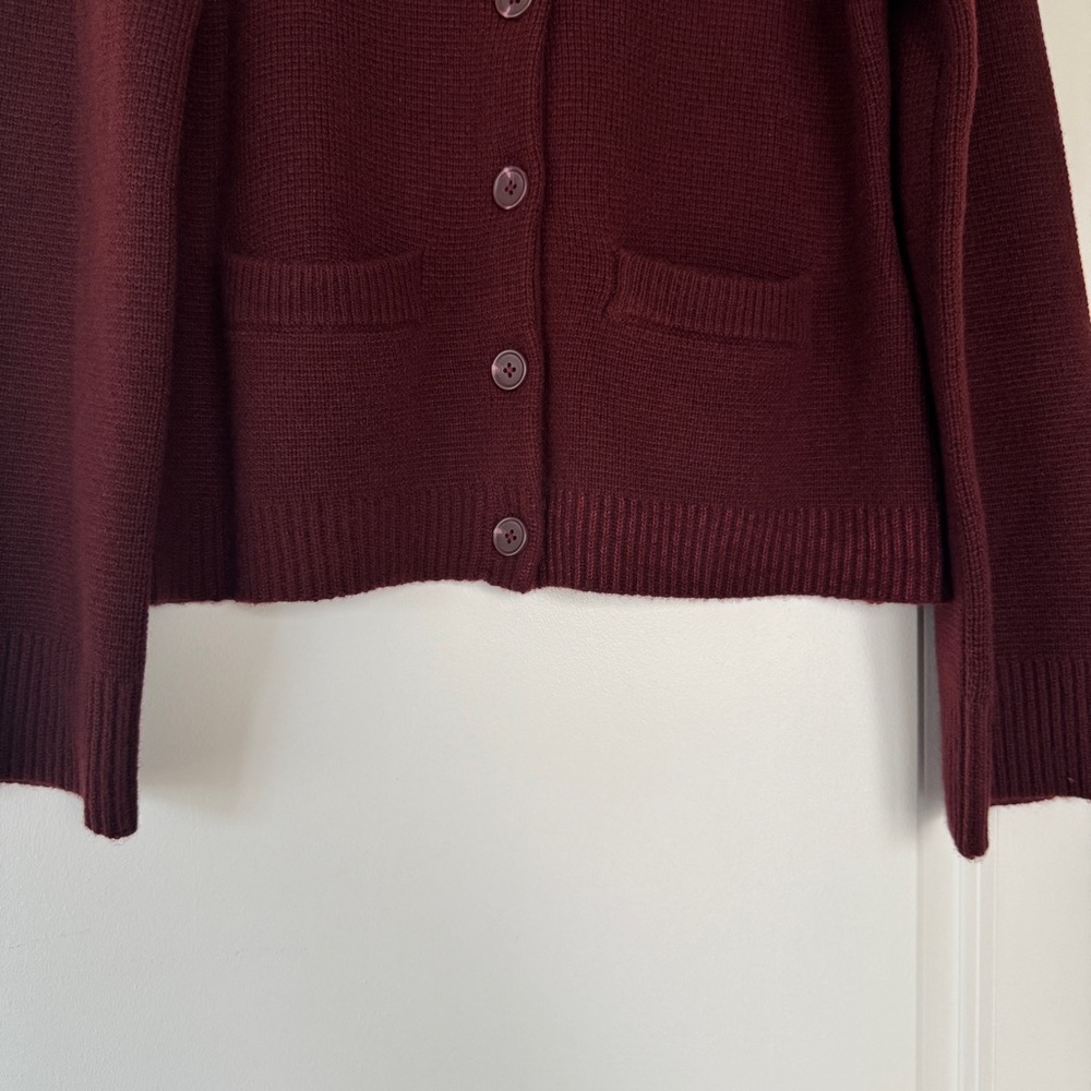 NWT! | QUINCE Mongolian Cashmere Structured Cardigan Sweater | Rich Burgundy | S - Picture 9 of 14